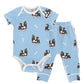 Vvfelixl Baby Bodysuits Pants Sets Boston Terrier Dog Short Sleeve Baby Clothes For Boys Girls 3-6 Months Puppy Blue