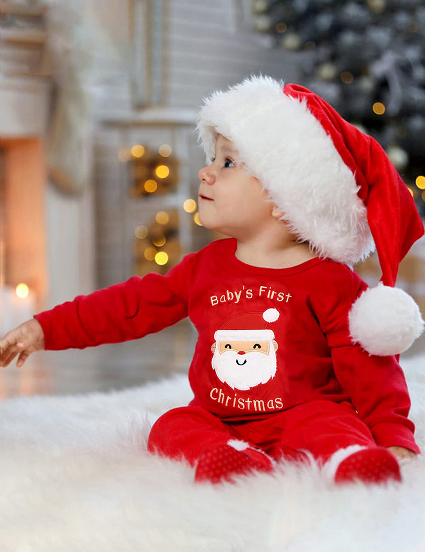 Von Kilizo Baby Christmas Outfit My First Christmas Baby Girl Boy Outfit 3-6 Months Newborn Boy Girl Christmas Outfit Footed Rom