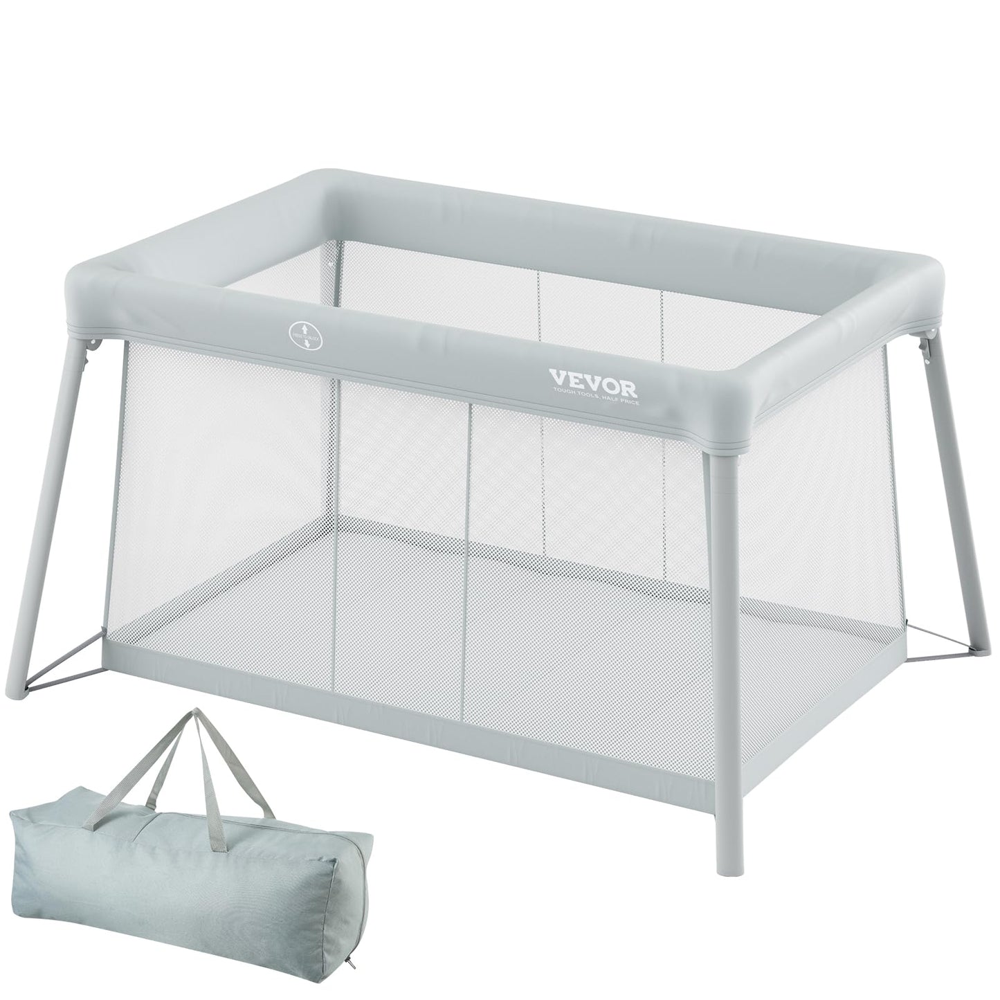 Vevor Baby Travel Crib And Play Yard, Folding Baby Playpen With Zipper Gate & Soft Mattress, Portable Toddler Crib With Breathab