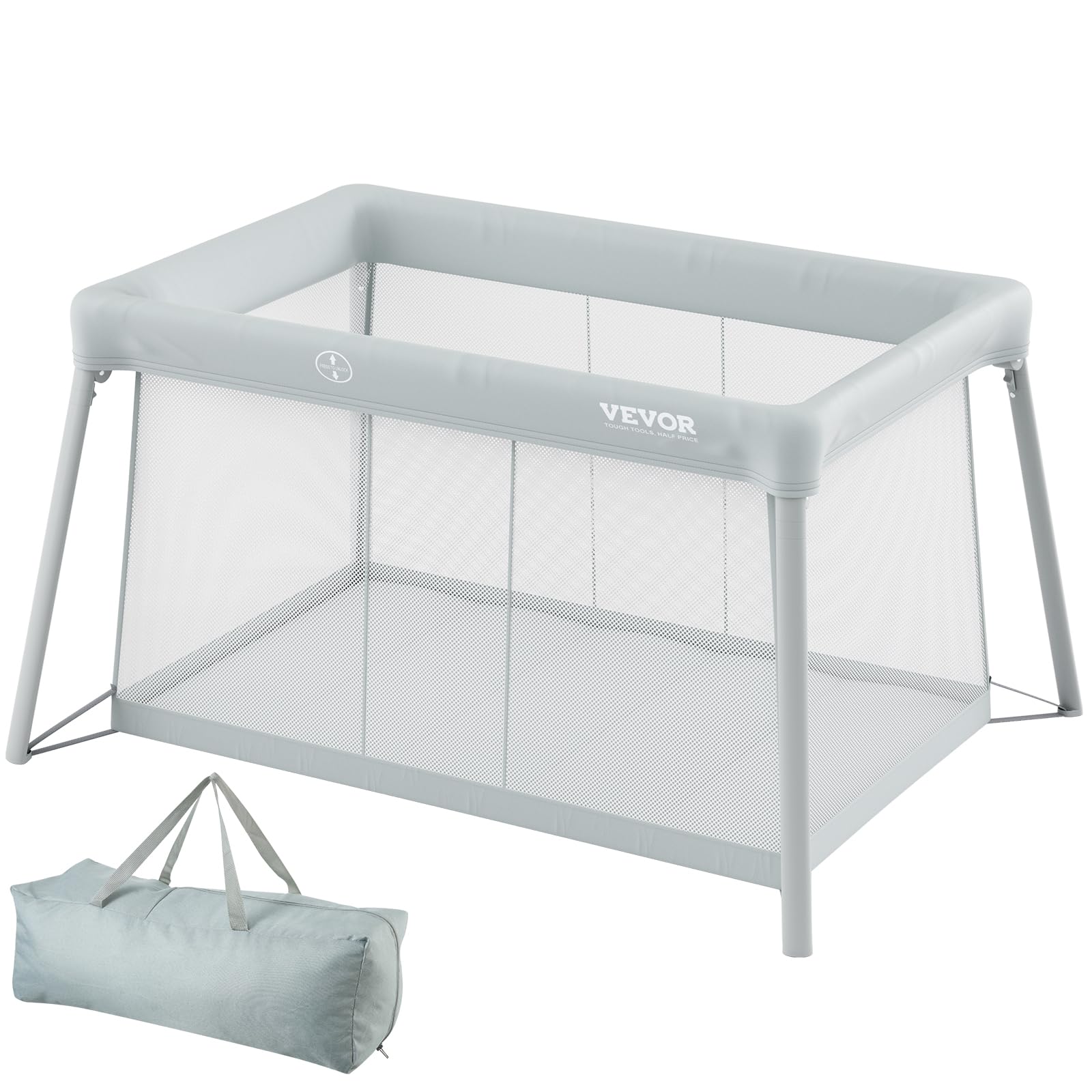 Vevor Baby Travel Crib And Play Yard, Folding Baby Playpen With Zipper Gate & Soft Mattress, Portable Toddler Crib With Breathab