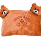 Kuber Industries Hello Teddy Design KidS Pillow|Velvet Super Soft Kids Pillow For Sleeping & Travel,12 X 18 Inch,(Orange)