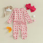 Ayalinggo Valentines Baby Girl Outfit Bowknot Heart Footie Romper Long Sleeve Onesie Newborn Christmas Clothes (Pink Valentines,