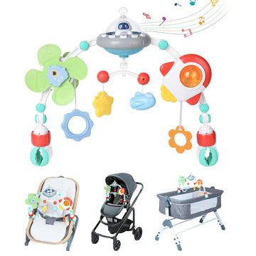 Orzbow Stroller Arch Toy for Baby, Musical Carseat Toys Hanging with Teething, Baby Mobile for Crib Bassinet Car Seat and Bounce