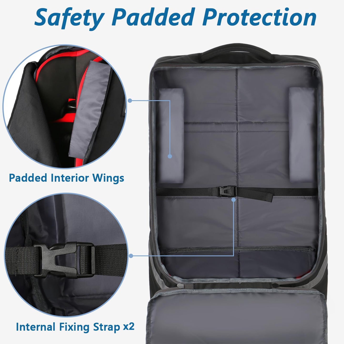 Yorepek Car Seat Travel Bag With Wheels, Padded Car Seat Backpack, Large Carseat Travel Bag For Airplane, Gate Check Bag, Car Se