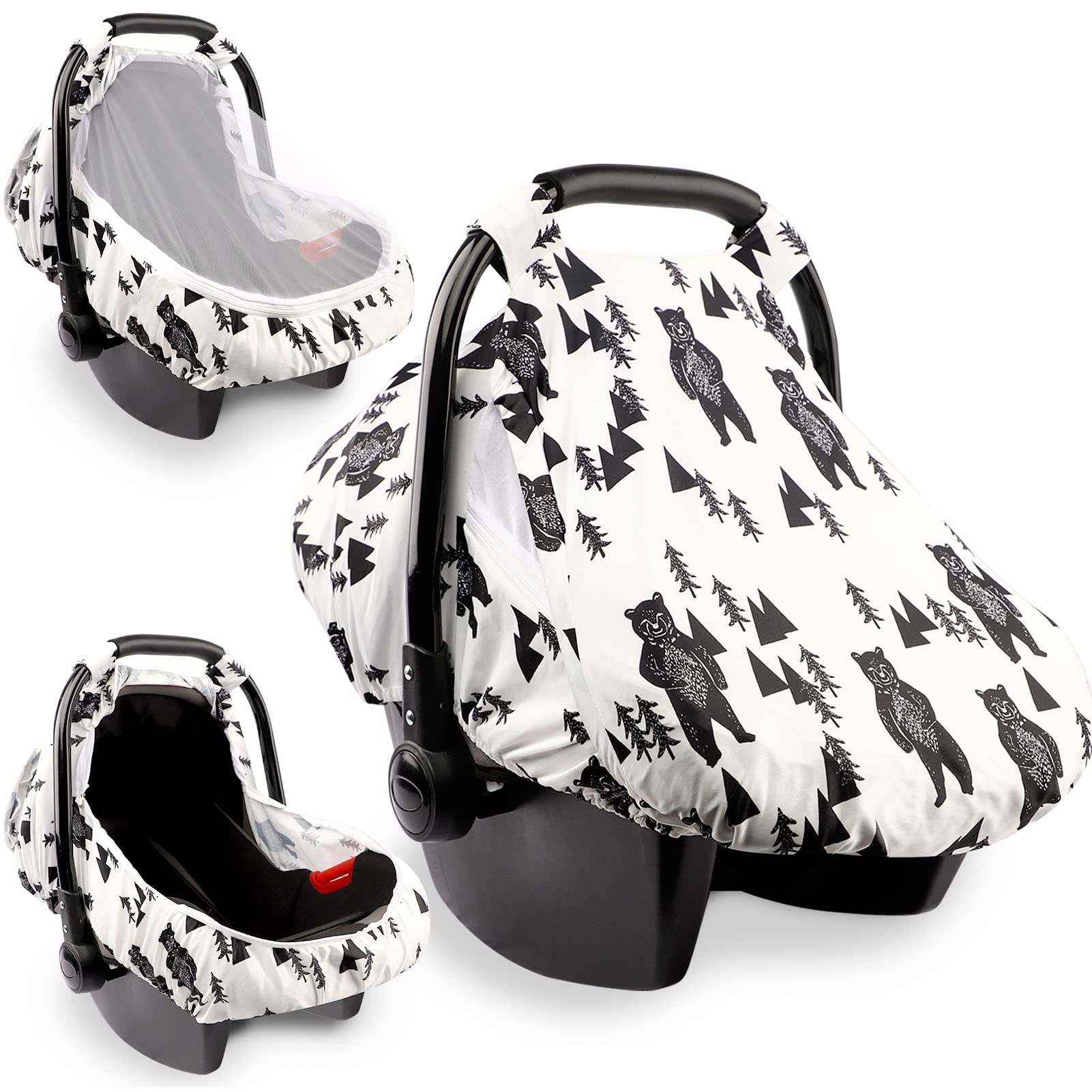 Baby Car Seat Cover,Infant Car Seat Cover for Boys Girls,Car Window Shade for Baby,Breathable & Soft, Bear