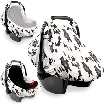 Baby Car Seat Cover,Infant Car Seat Cover for Boys Girls,Car Window Shade for Baby,Breathable & Soft, Bear