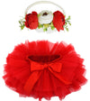 Bgfks Baby Girls Soft Fluffy Tutu Skirt With Diaper Cover,Toddler Girl Tutu Skirt Sets With Flower Headband Red