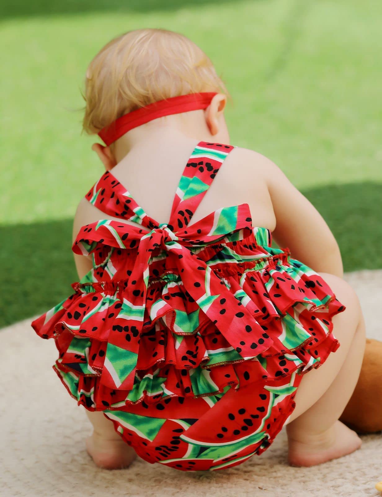 Princesasa Baby Girl'S Clothes Watermelon Floral Ruffles Summer Cake Smash Rompers And Headband For Newborn Gifts,A20,0-6 Months