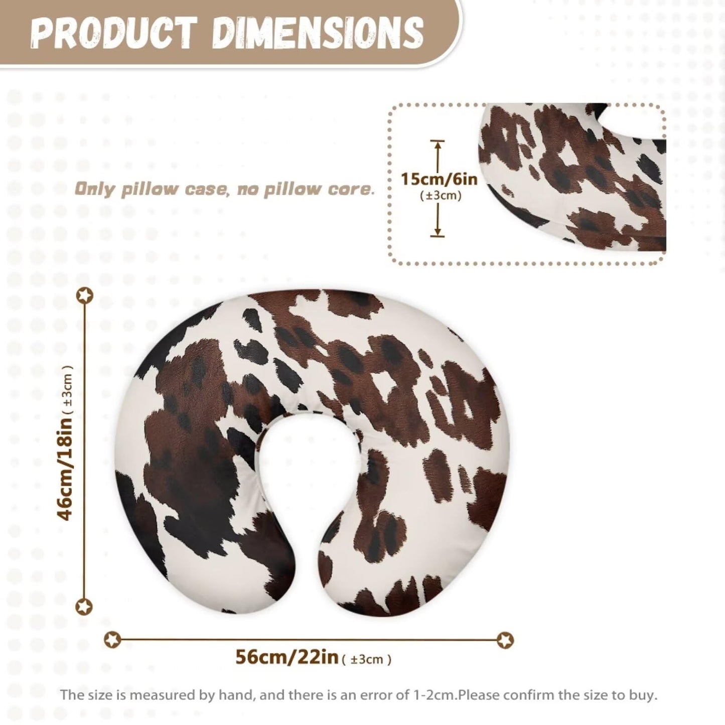 Goronwyfloyd Brown Cow Print Breastfeeding Pillow Slipcover For Baby Nursing Pillow Cover Cuddle Pillow Slipcover Detachable Nur
