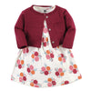 Hudson Baby Baby Girls' Cotton Dress And Cardigan Set, Autumn Rose, 12-18 Months