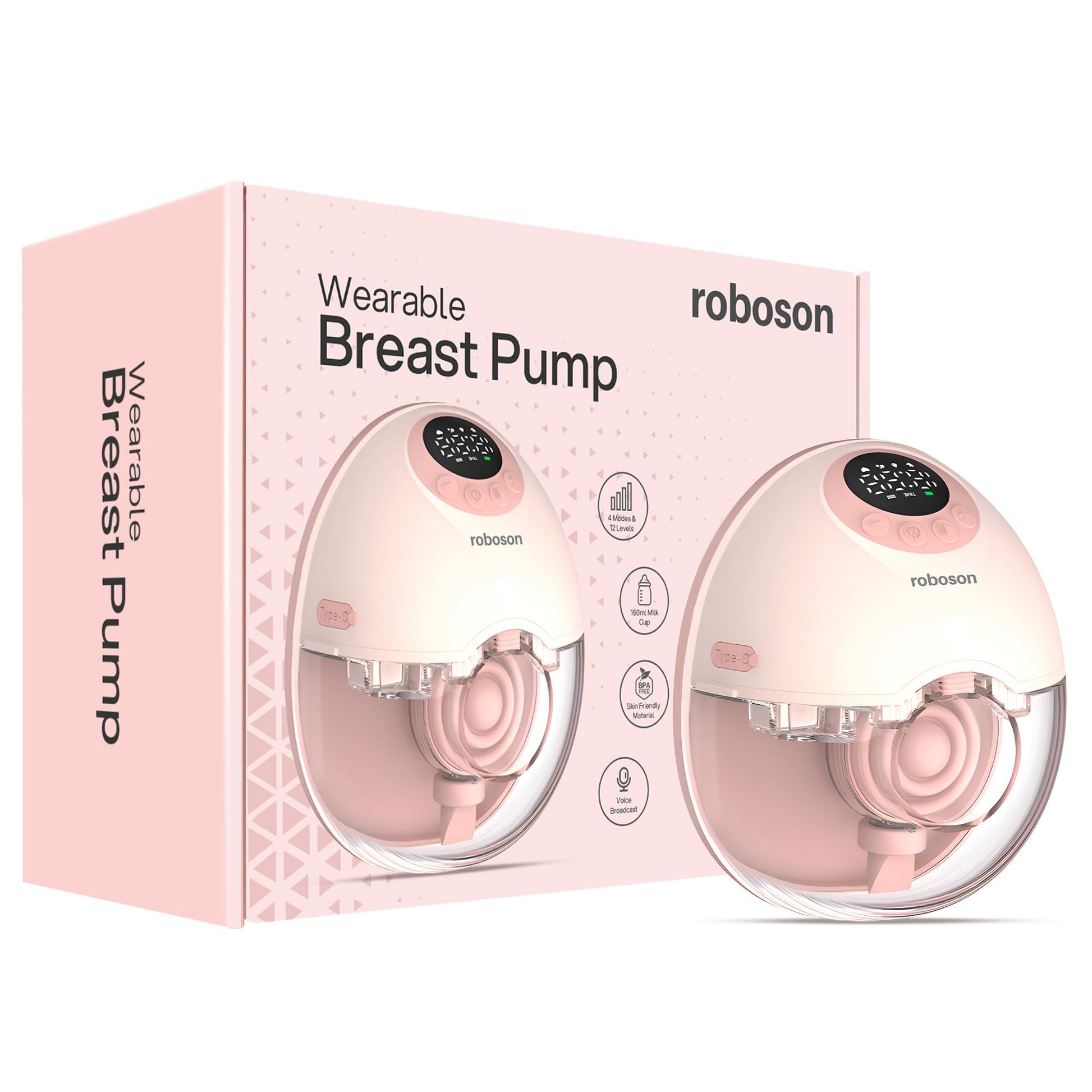 Roboson Wearable Electric Breast Pump For Feeding Mothers, Portable & Rechargeable Electrical Automatic Milk Pump With 4 Modes &