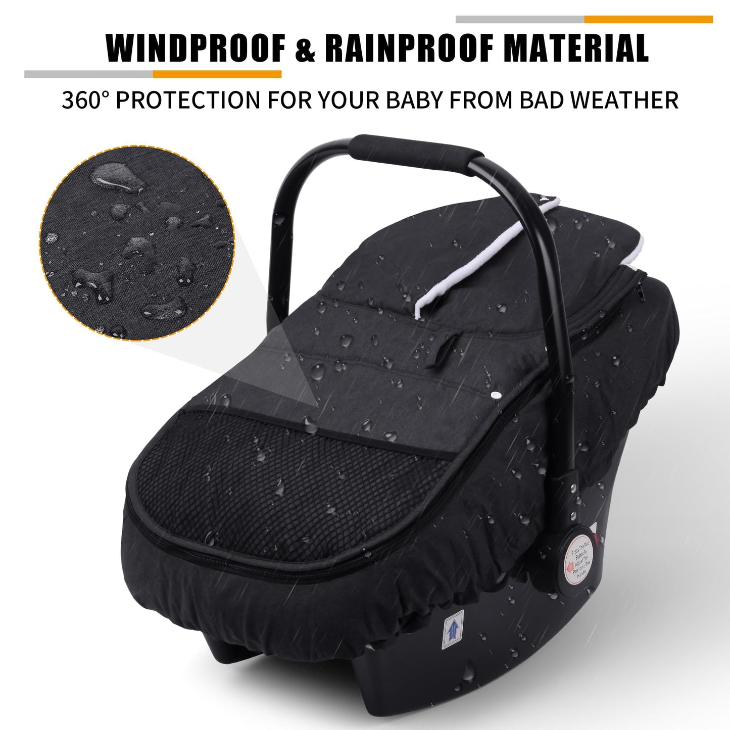 Metplus Winter Baby Car Seat Cover, Cold Weather Car Seat Cover Baby, Waterproof Polyester Outer & Polar Fleece Inner Extended F
