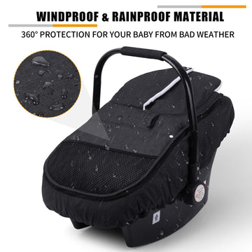 Metplus Winter Baby Car Seat Cover, Cold Weather Car Seat Cover Baby, Waterproof Polyester Outer & Polar Fleece Inner Extended F