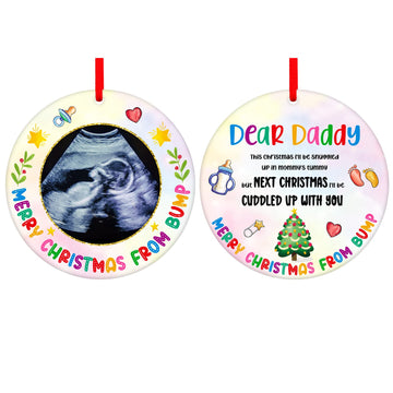 FaCraft Ultrasound Picture Frame Christmas Ornaments 2025 Baby Sonogram Photo Frame for Dad Mom To Be Pregnant Expecting Parents