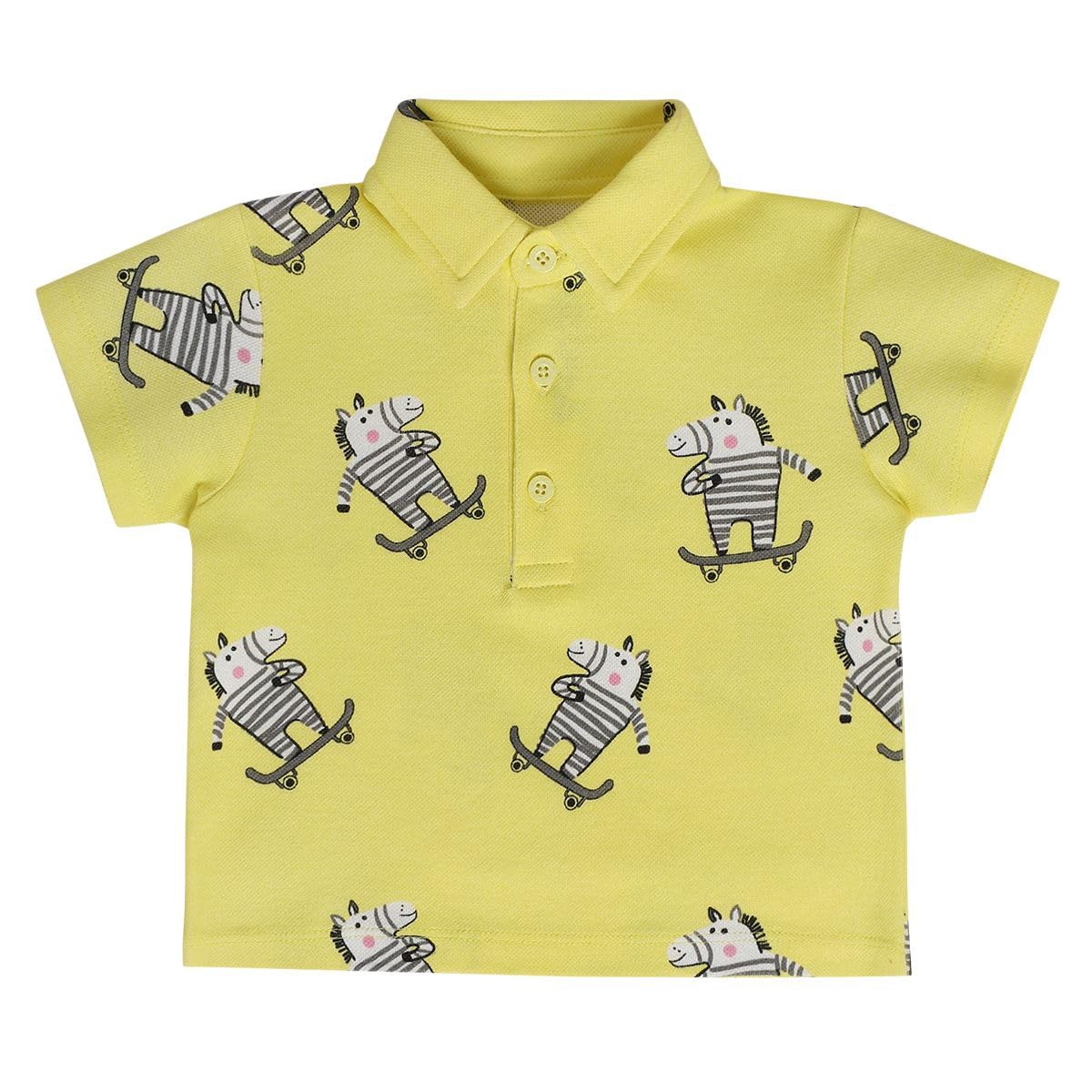 Miniklub Baby Collar Short Sleeve Knitted Cotton Yellow Color TShirt (03M)