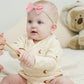 Jollybows 20Pcs Baby Girls Nylon Hair Bows Headbands Linen Hair Bands Elastic Hair Accessories For Kids Infants Newborn