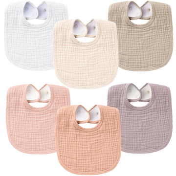 Konssy Muslin Baby Bibs For Boys Girls 6 Pack, 100% Cotton Baby Bib For Drooling And Teething, Absorbent And Adjustable Bandana