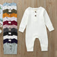 Kuriozud Newborn Infant Unisex Baby Boy Girl Button Solid Romper Bodysuit One Piece Jumpsuit Outfits Clothes (Long Sleeve One Pi