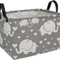 Duyiy Rectangle Canvas Storage Basket With Handle Large Organizer Bins For Dirty Laundry Hamper Baby Toys Nursery Kids Clothes G