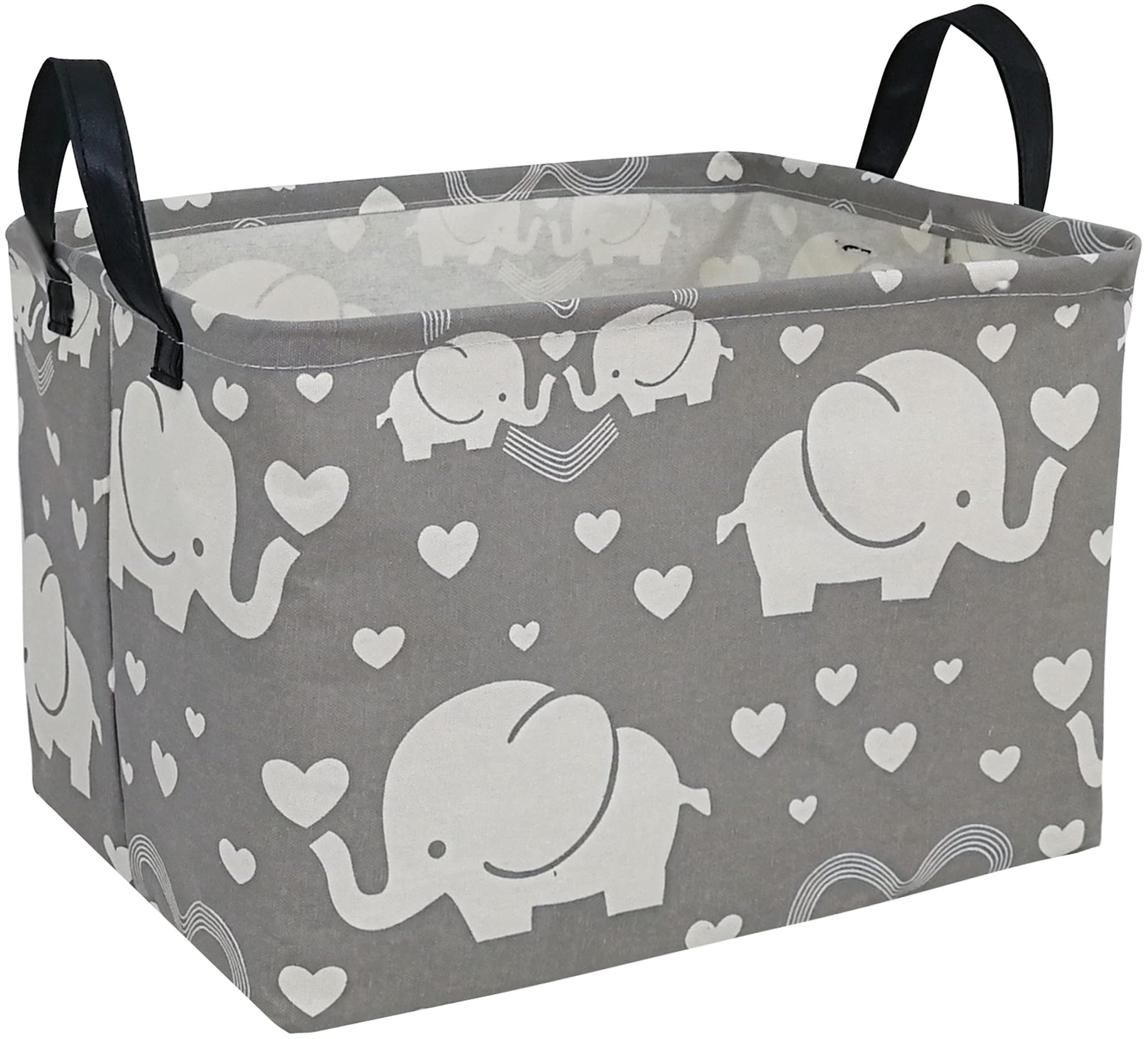 Duyiy Rectangle Canvas Storage Basket With Handle Large Organizer Bins For Dirty Laundry Hamper Baby Toys Nursery Kids Clothes G