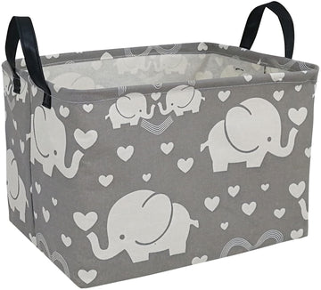 Duyiy Rectangle Canvas Storage Basket With Handle Large Organizer Bins For Dirty Laundry Hamper Baby Toys Nursery Kids Clothes G