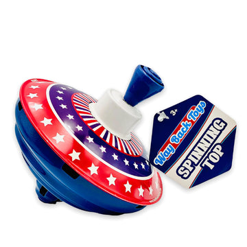 Way Back Toys Spinning Top, Novelty Easy To Spin Toy With Hand Spinner Gyro, Colorful Red White And Blue Pattern, Retro Spinning