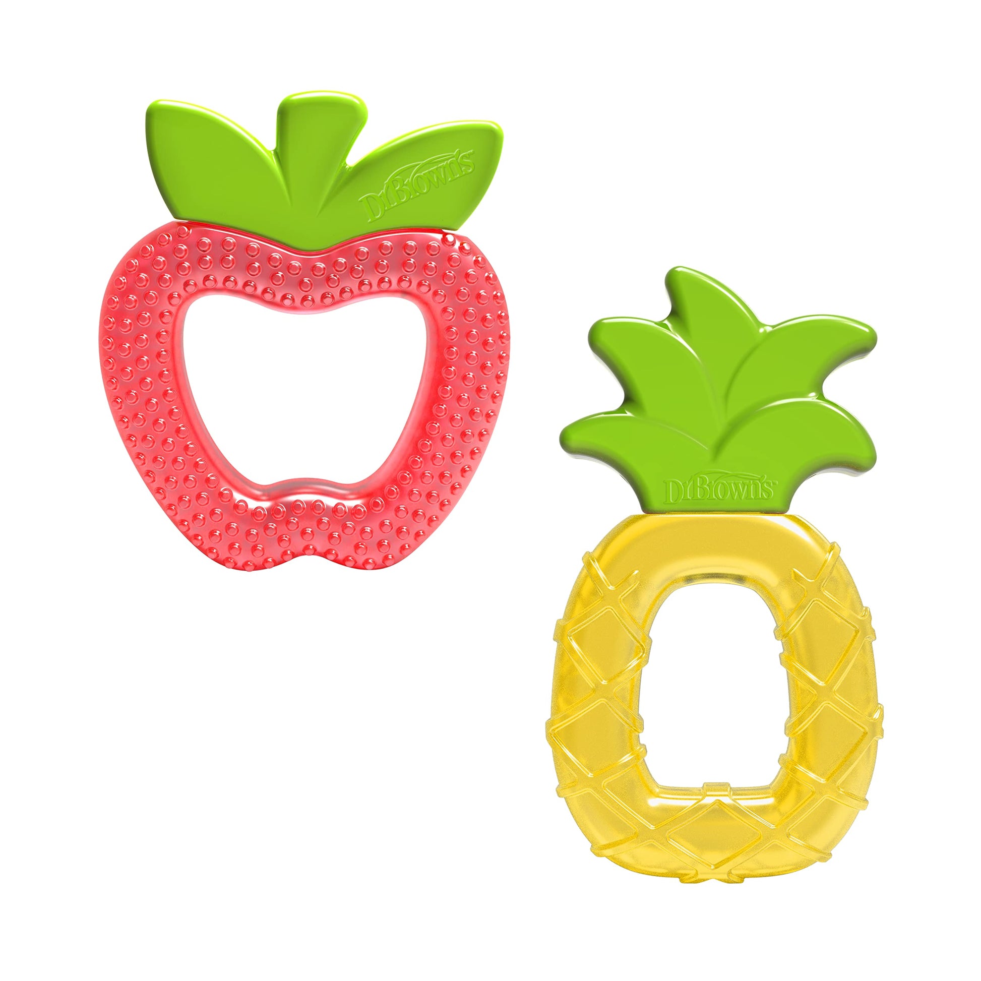 Dr. Browns AquaCool Water-Filled Baby Teether, Cools & Massages Sore Gums, BPA Free, Pineapple and Apple, 2 Pack, 3m+