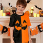 Halloween Little Boys Orange Black Pumpkin Face Jack O' Lantern Shirt Funny Short Sleeve Top 6 Years
