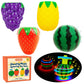 Fruit Spinning Tops for Kids, Stocking Stuffers & White Elephant Exchange Toys - 4 Pack Fruit-Themed Light-Up Toys with Music fo