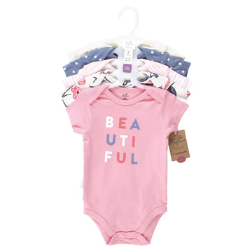 Touched By Nature Unisex Baby Organic Cotton Bodysuits, Bubblegum Floral, 6-9 Months