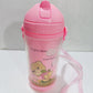 PUTHAK Cute Water Bottles with Straw for Kids Girls Boys, BPA FREE Leak Proof Flip Top Lid & Silicone Sipper & Soft Carry Neck S