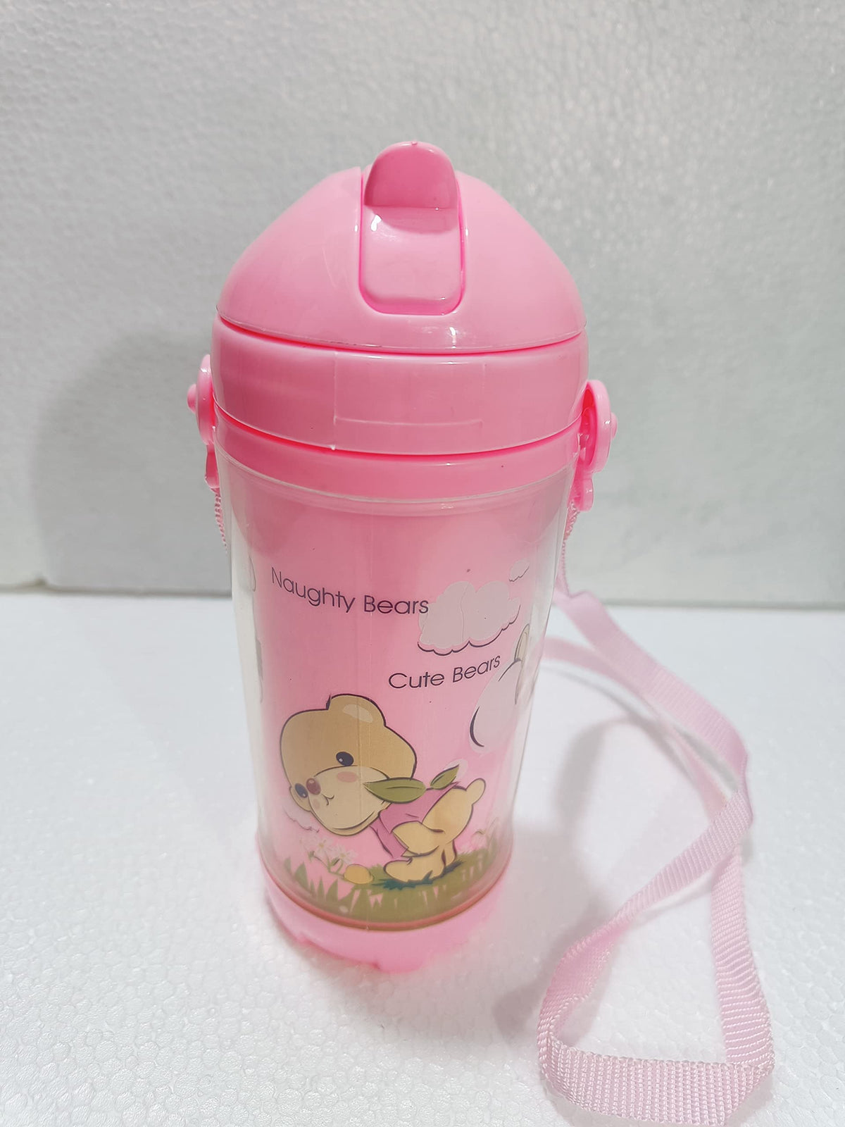 PUTHAK Cute Water Bottles with Straw for Kids Girls Boys, BPA FREE Leak Proof Flip Top Lid & Silicone Sipper & Soft Carry Neck S