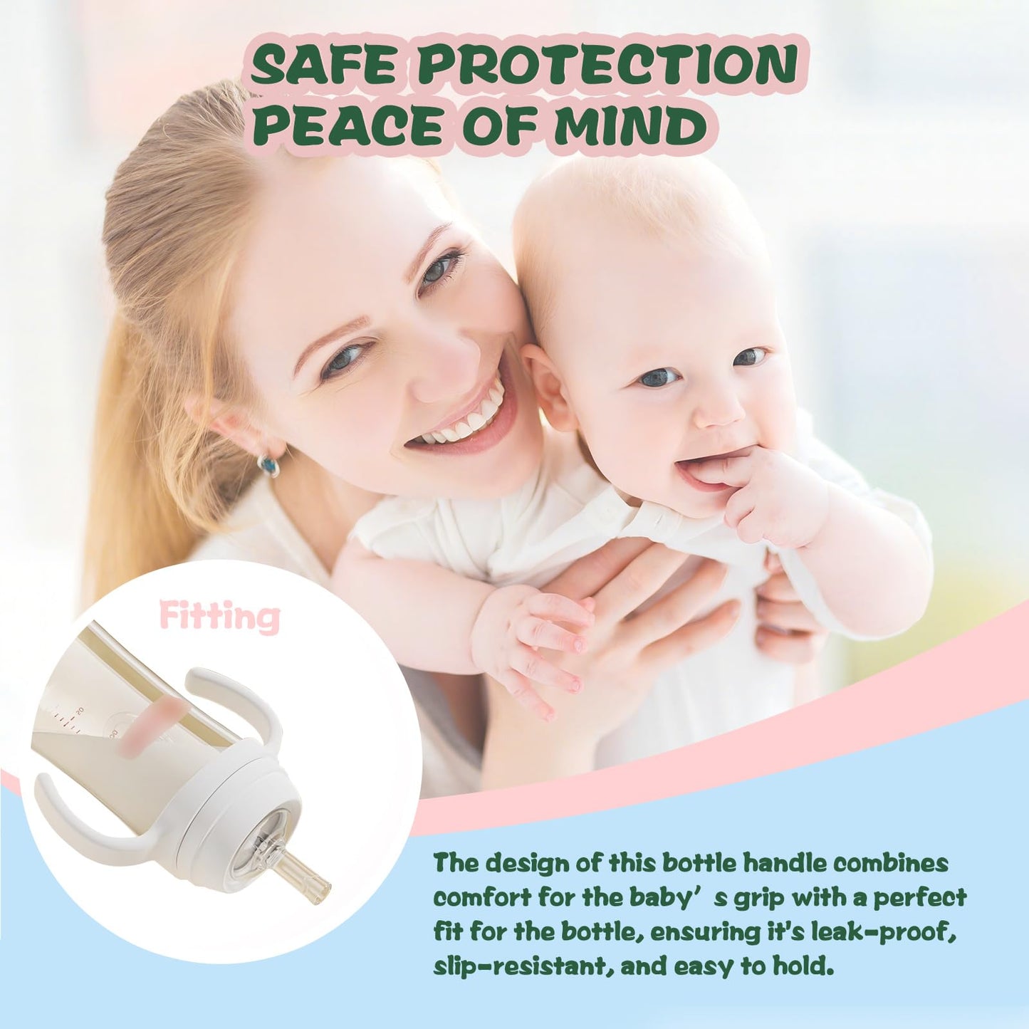 Giftophilia Baby Bottle Handles Compatible For Pigeon Wide Neck Bottles(5.4/8.1Oz), Feeding Bottles Holder Accessories, Pack Of