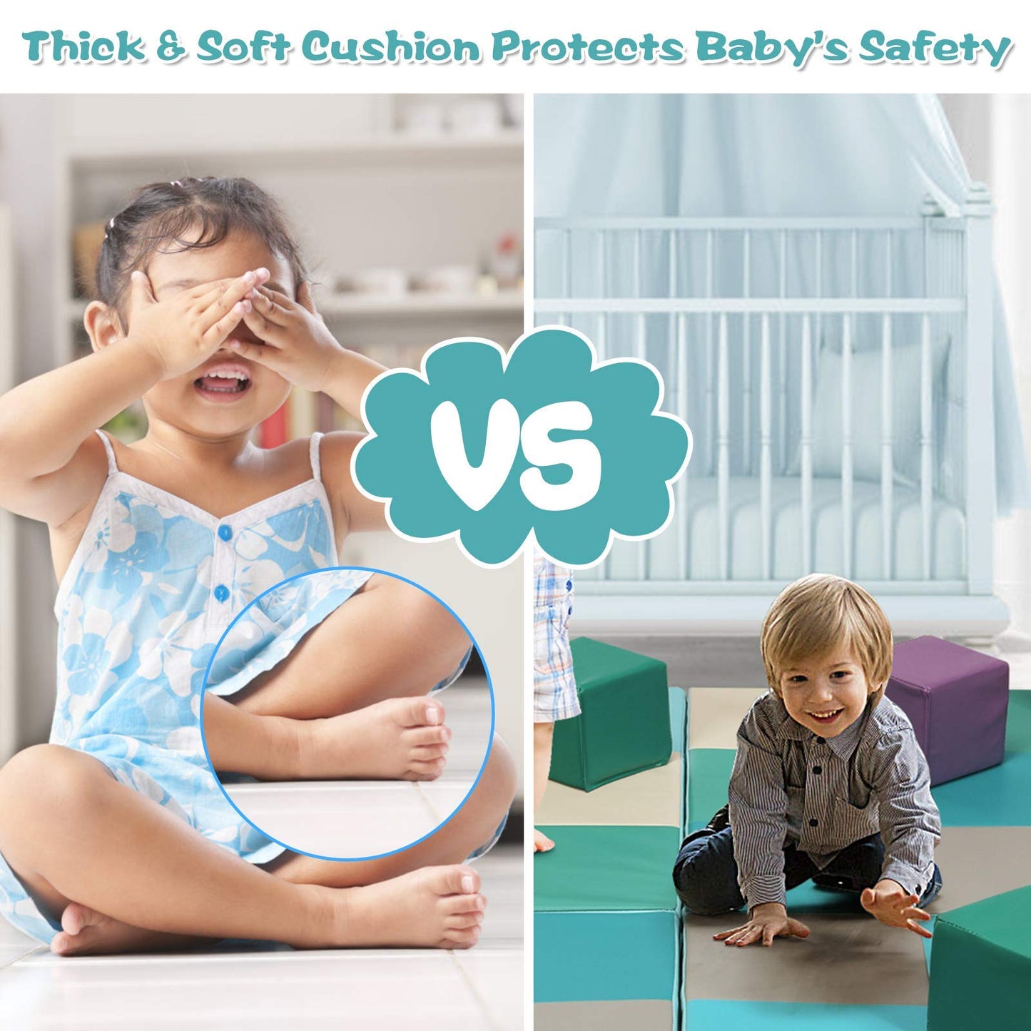 Costzon Toddler Foam Play Mat, Foldable Baby Crawling Mats 58-Inch Square Soft Non Skid Baby Daycare Floor Mat, Thicken Waterpro