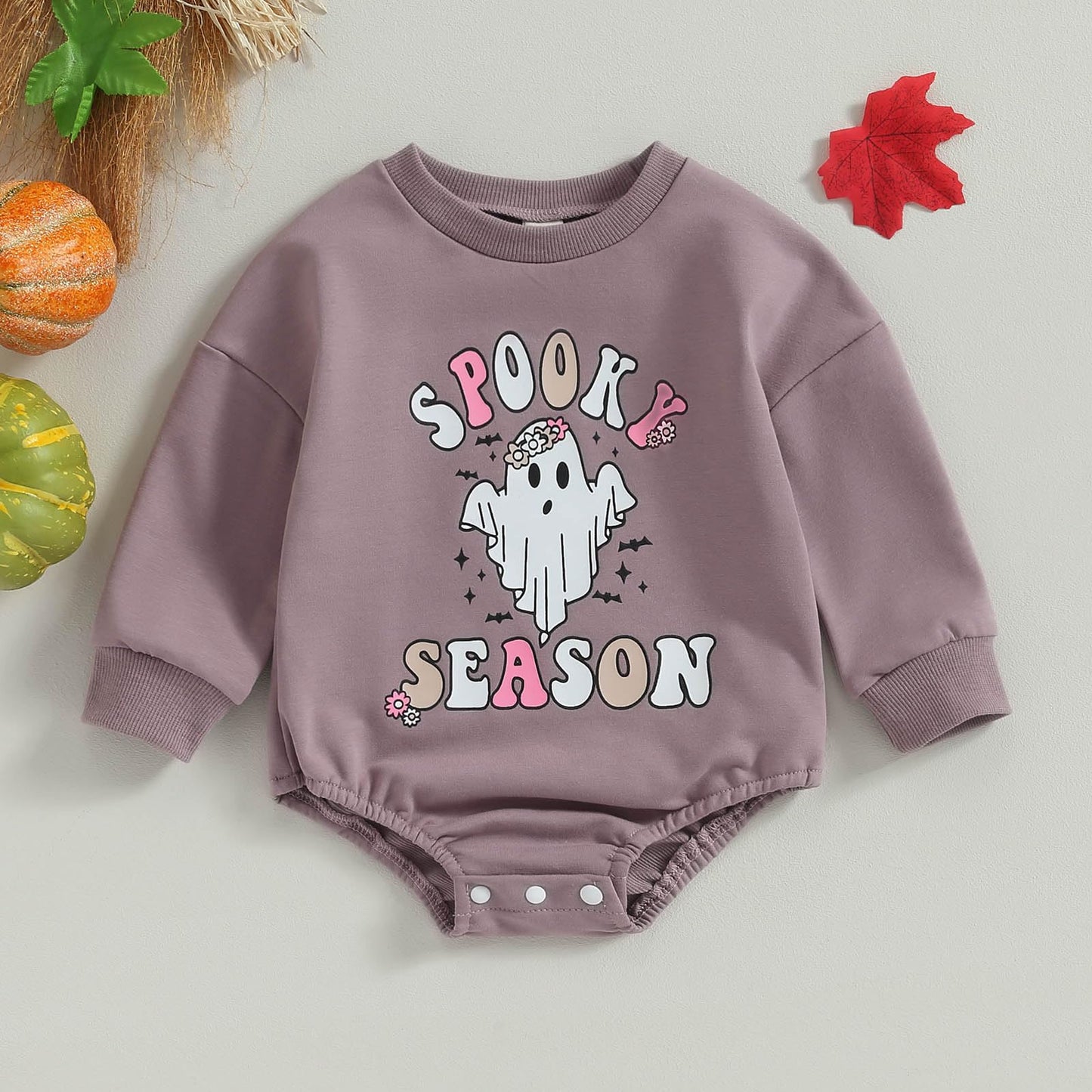Focusnorm Halloween Newborn Baby Girl Outfit Pumpkin Sweatshirt Romper Long Sleeve Romper Jumpsuit Infant Fall Winter Clothes (G
