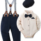 Wesidom Baby Boys Clothes 3-6 Months Gentleman Outfits, Short Sleeve Dress Romper+Bow-Tie+Detachable Suspender Shorts