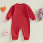 Ledy Champswiin Baby Valentine Clothes Cute Newborn Boy Girl Onesie Long Sleeve Romper Jumpsuit Infant One Piece Outfit (Red Emb