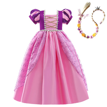Dressy Daisy Long Braid Princess Costume Halloween Birthday Party Fancy Dress Up With Long Braid For Toddler Girls Size 4T 5T