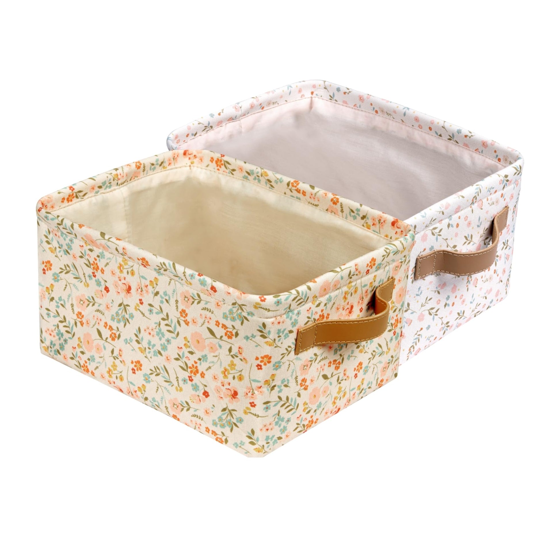2 Pack Kids Storage Bins, Baby Storage Baskets with Handle, Baby Hamper for Nursery, Nursery Storage Bins for Toys, Diaper, Towe