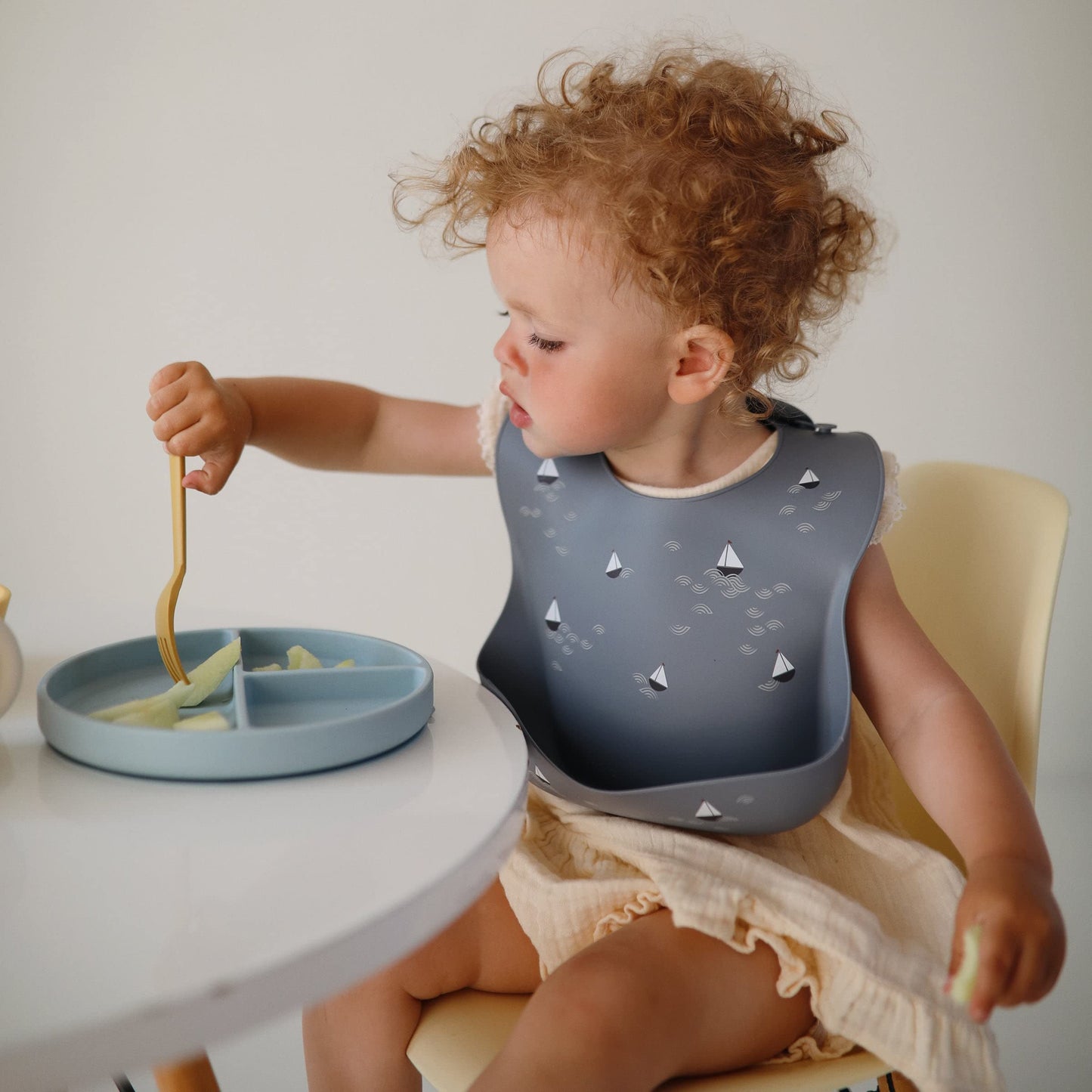 Mushie Flatware Fork And Spoon Set For Kids | Made In Denmark (Daffodil)