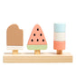 Pearhead Wooden Stacking Toy - Ice Cream Mix & Match Pretend Play Food, FSC-Certified, Montessori Toy Develops Fine Motor Skills