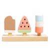 Pearhead Wooden Stacking Toy - Ice Cream Mix & Match Pretend Play Food, FSC-Certified, Montessori Toy Develops Fine Motor Skills