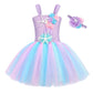 COTRIO Mermaid Tutu Dress Girls Mermaid Birthday Party Princess Dress Halloween Costume Outfits Toddler Kids Mermaid Starfish Tu