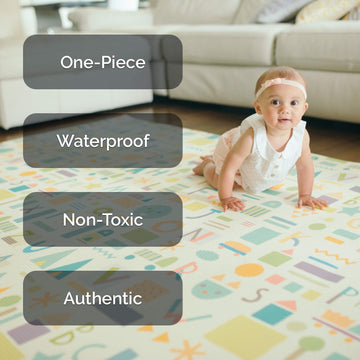 Baby Care Play Mat (Large, Sea Petals - Grey) 82 x 55 Original One-Piece Reversible Rollable Waterproof Play Mat for Infants