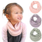Kishu Baby Indi GOTS Organic Infinity Scarf Bib Set - 4-Way Reversible, 8 Layer Muslin Drool Bibs (Sage Lavender Peach)