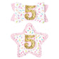 Deeka 5Th Birthday Hair Bow And Badge Set Birthday Decorations For Girl Glitter Pink And White Hair Clips For 5 Year Girl Birthd