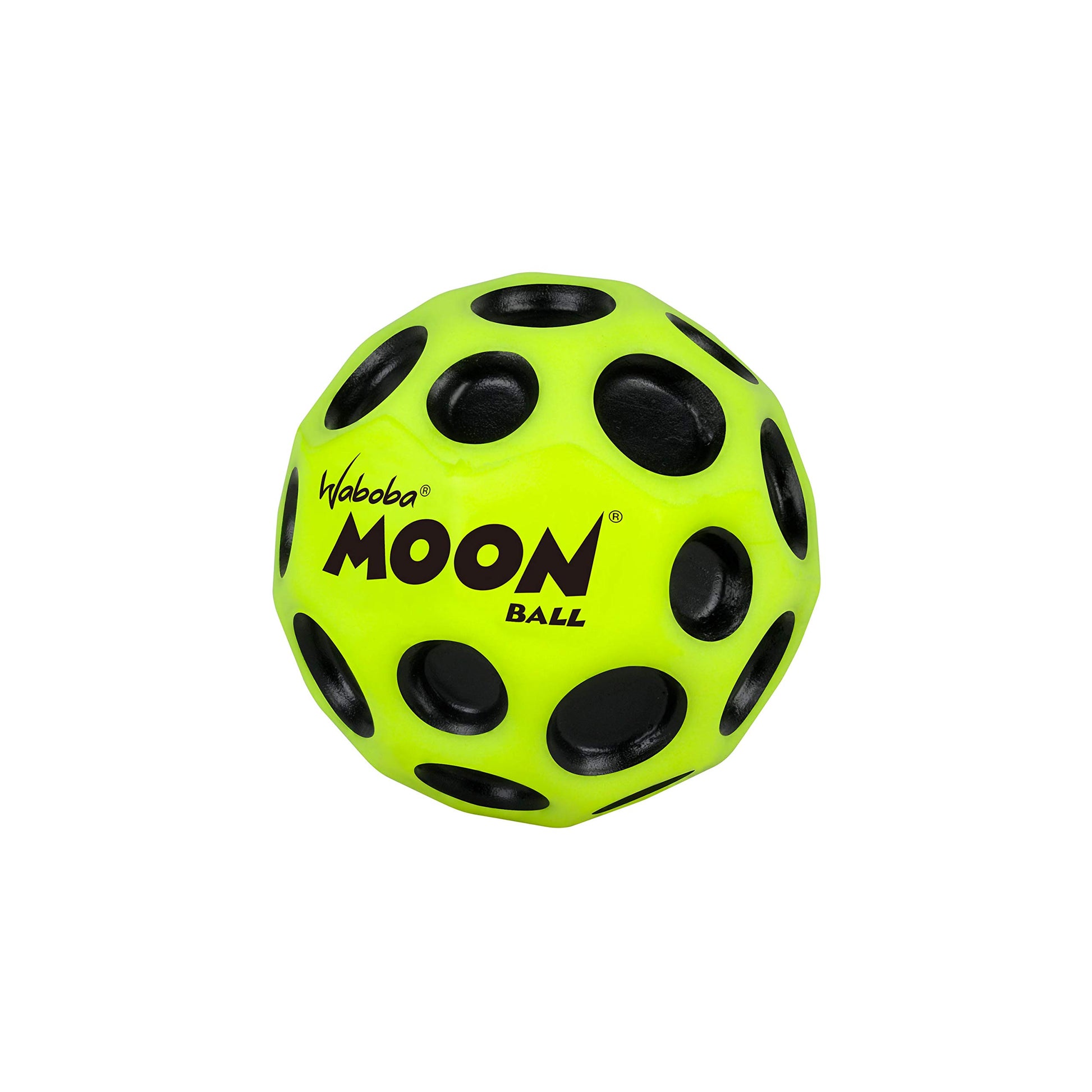 Waboba Moon Ball - Super High Bouncing Ball - Neon Coloured Indoor and Outdoor Ball Ages - Make Pop Sounds - Easy to Grip, Yello