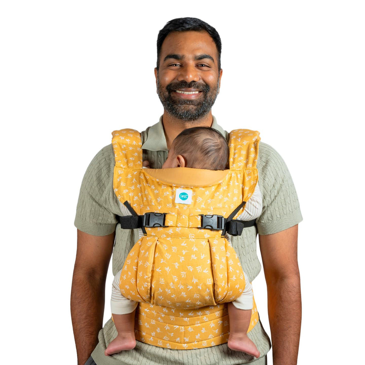 Soulslings 4In1 Lali Baby Carrier Bag  Daisy  Cotton | Compact & Lightweight (400G) | Adjustable For 024 Months (415Kg) | 