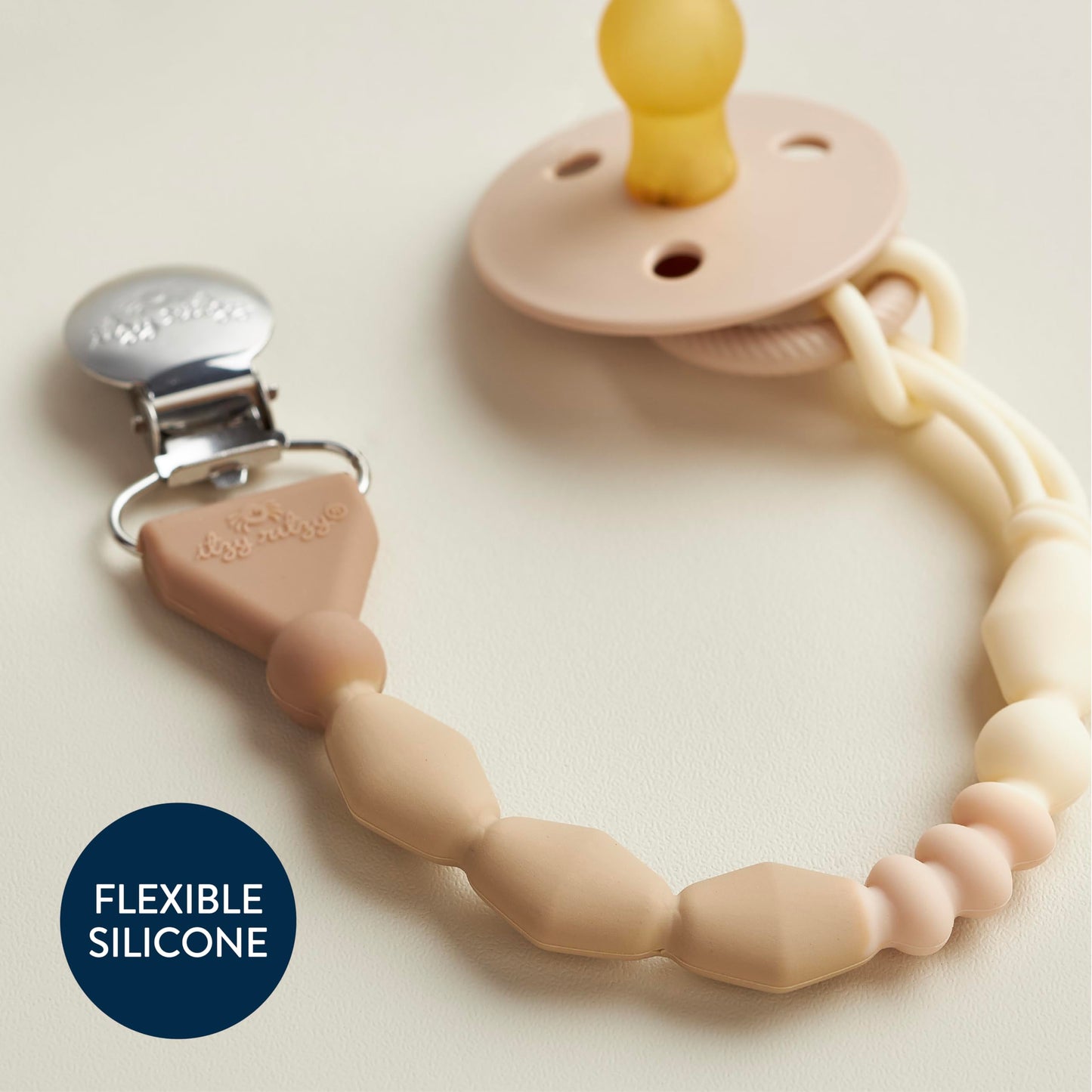 Itzy Ritzy Silicone Pacifier Clip; 100% Food Grade Silicone Pacifier Strap With Clip Keeps Pacifiers, Teethers & Small Toys In P