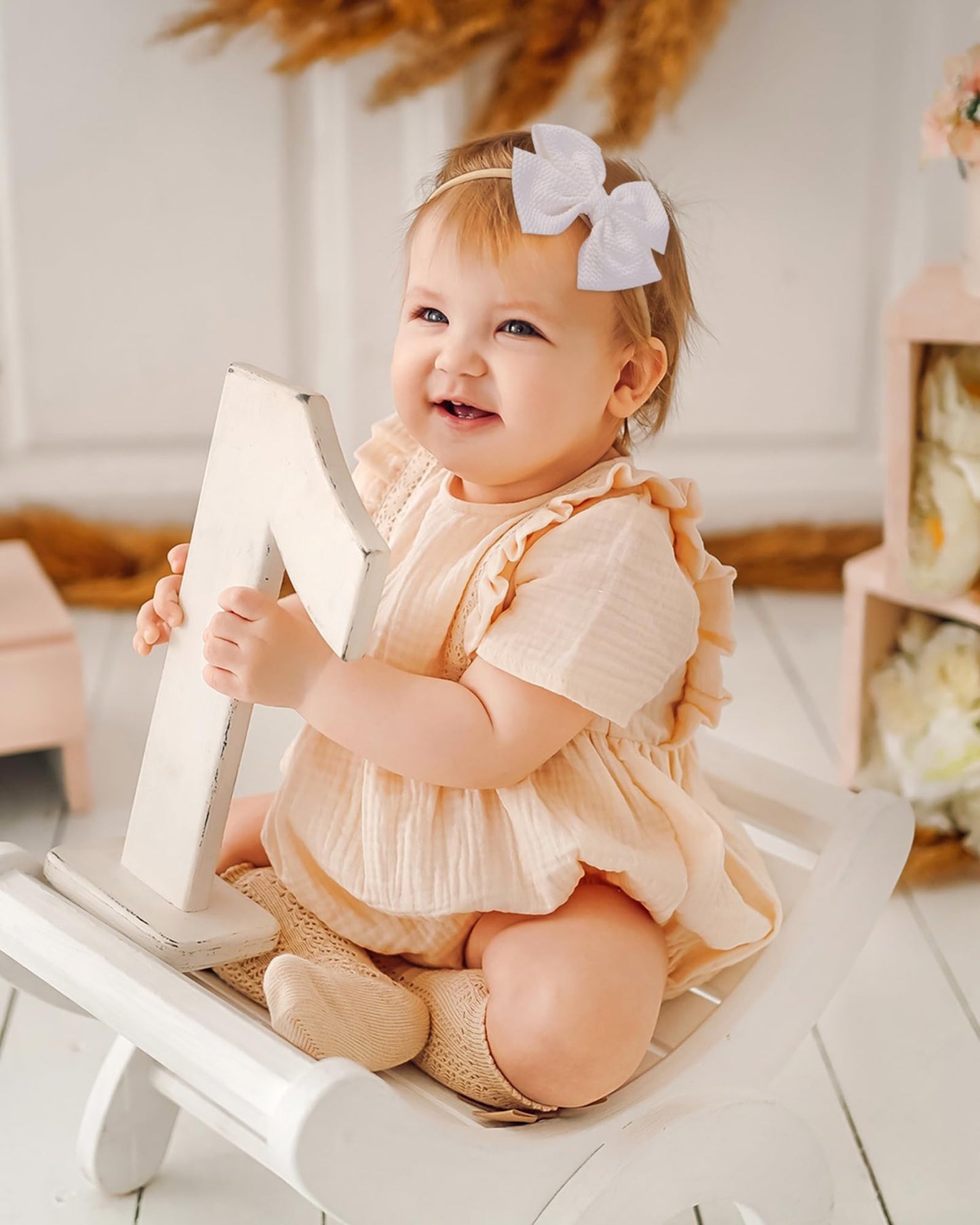 Jollybows 20Pcs Baby Girls Hair Bows Headband Nylon Hair Band Elastic Hair Accessories For Kids Infants Toddlers